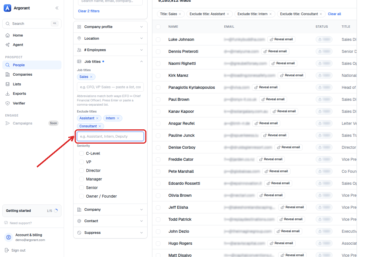 Exclude-title field with assistant, intern and consultant entries